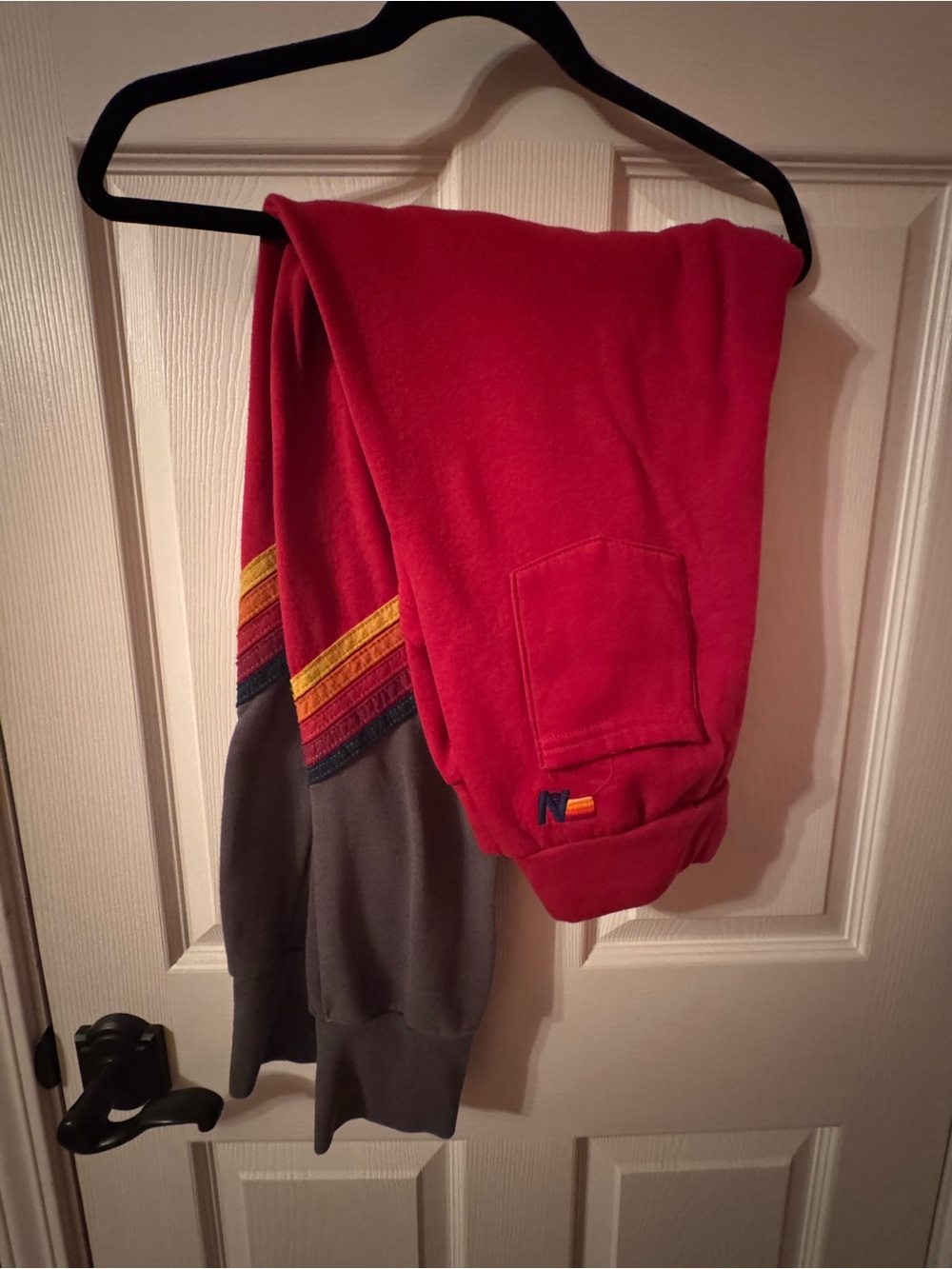 Aviator Nation SET Red & Gray Crop Hoodie (XS) Sweatpants (M) w/classic Stripe - Picture 6 of 11